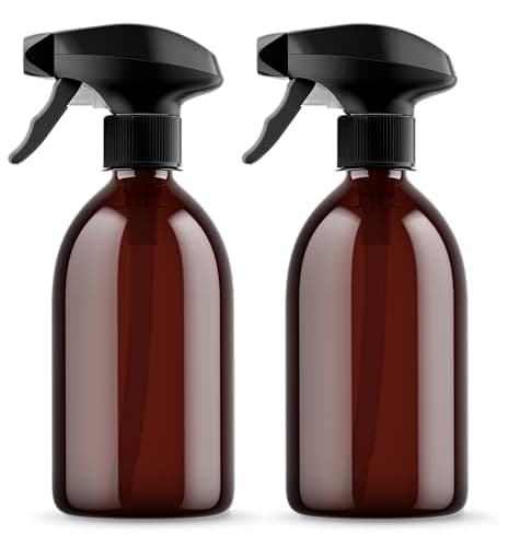 Image of McKLords Pack of 2-500ml Amber Spray Bottles - Refillable Plastic Mist Sprayer for Cleaning, Hairdressing, Gardening & Home Use - Heavy-Duty Hand Trigger Spray Bottles
