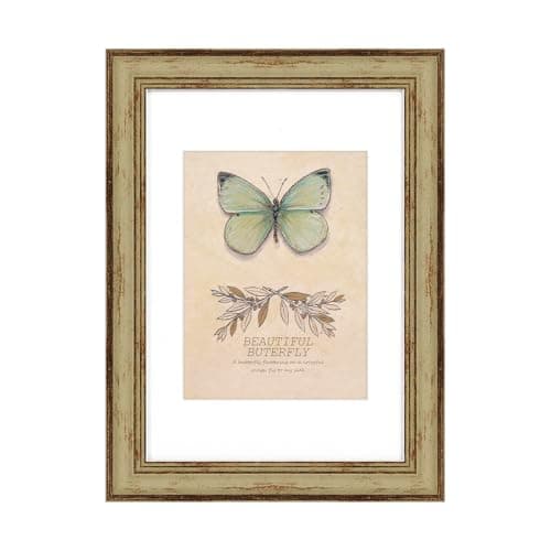 Image of XUANLUO 1 Pack A4 Farmhouse Rustic Picture Frame Sets Distressed Farmhouse Plastic Frame with HD plastic cover for Wall Mount Display(Green)