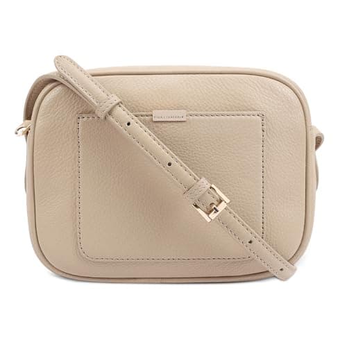 Image of Paul Costelloe Genuine Leather Crossbody Bag for Women with Adjustable Strap & Signature Gold Hardware | Sazava (Sesame)