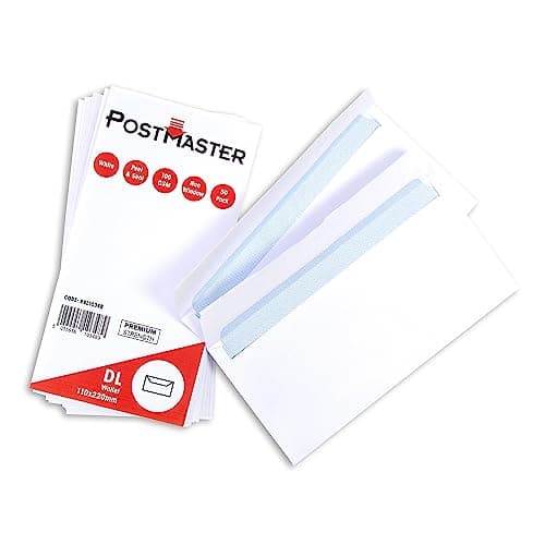 Image of Postmaster Envelopes DL Peel & Seal 100GSM White Paper - 50 Pack