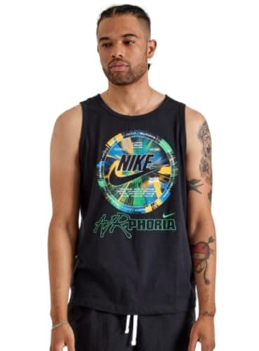 Image of Nike Men's Sportswear Air-Phoria Cotton Running Training Tank Top, Black, Medium