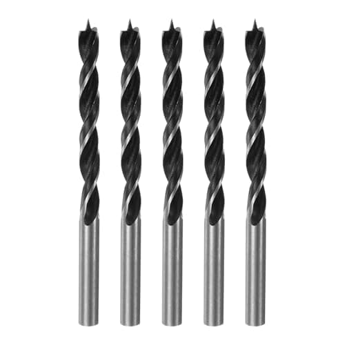 Image of sourcing map 5pcs Brad Point Drill Bits 6mm(15/64") Dia Straight Steel Round Shank Drill Metric Brad Point 2.4" Drilling Depth Spiral Twist Drill Bits for Carpenter Woodworking Plastic Rubber