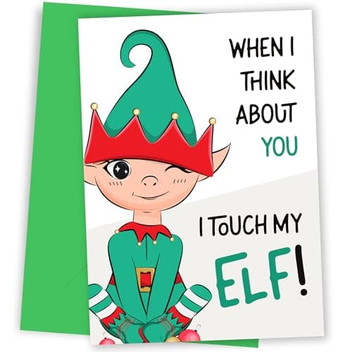 Image of Naughty Elf Christmas Card - Humorous & Rude Holiday Greeting for Spouse, Partner or Friend - Perfect for Merry Adult Xmas Fun!