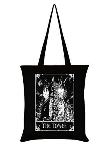 Image of Deadly Tarot The Tower Black Tote Bag 38x44cm