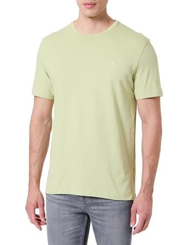 Image of Calvin Klein Jeans Men's SS Smooth CTTN Solid CREWNK TEE LV040HM265 Tees, Beige (Winter Pear), XL