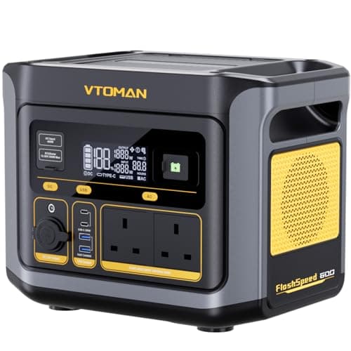 Image of VTOMAN FlashSpeed 600 Portable Power Station 600W (1200W Peak) - 499Wh Solar Generator with LiFePO4 Battery Pack, 100W USB-C/230V AC, 60 Min Fast Charging 0-80% for Camping, Fishing, Blackout, RVs