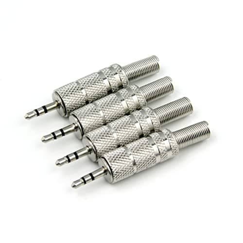 Image of RHINORO (Pack of 4 Full-Metal 2.5mm Stereo 3-Pole Jack Plug Solder Cable Soldering Connectors Terminal for Headphone Headset