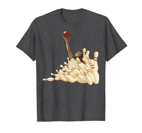 Image of The Big Lebowski Bowling Pins Portrait T-Shirt, Men, Dark Heather Grey, 5X-Large