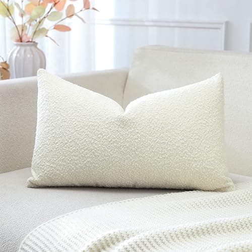 Image of Artscope Pack of 1 Textured Boucle Cushion Covers Lumbar Pillow Cases Cozy Soft Decorative Couch Pillow Covers for Chair Sofa Bedroom Living Room Home Decor 30x50cm, Cream Beige