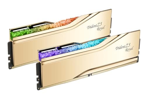 Image of G.SKILL Trident Z5 Royal Series DDR5 RAM (Intel XMP 3.0) 32GB (2x16GB) 7200MT/s CL34-45-45-115 1.40V Desktop Computer Memory U-DIMM - Gold (F5-7200J3445G16GX2-TR5G)
