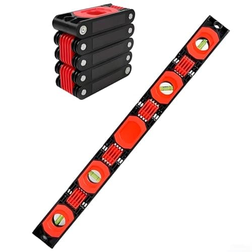 Image of AGSYFFD FoldableAluminium Alloy Spirit Level 600mm with Magnetic Base & 3 Vials (45°, 90°, 180°) – Shockproof, High Visibility Red/Black for Professional & DIY Use