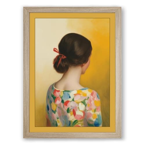 Image of Figure in Colour Modern Framed Wall Art Print A4 (29.7×21cm) Oak, Wall Decor for Living Room, Bedroom, Office & Home, Ready to Hang, Art Gift