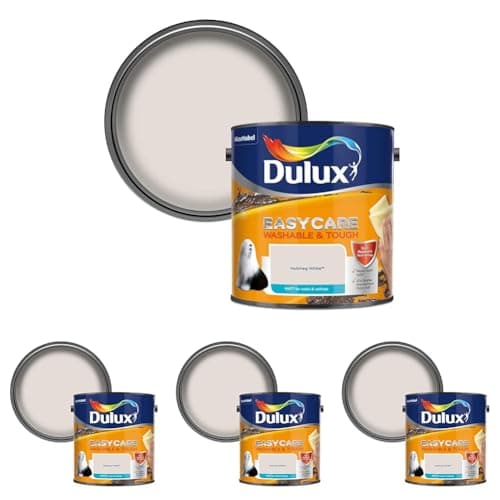Image of Dulux 403201 Easycare Washable & Tough Matt Emulsion Paint For Walls And Ceilings - Nutmeg White 2.5L (Pack of 4)
