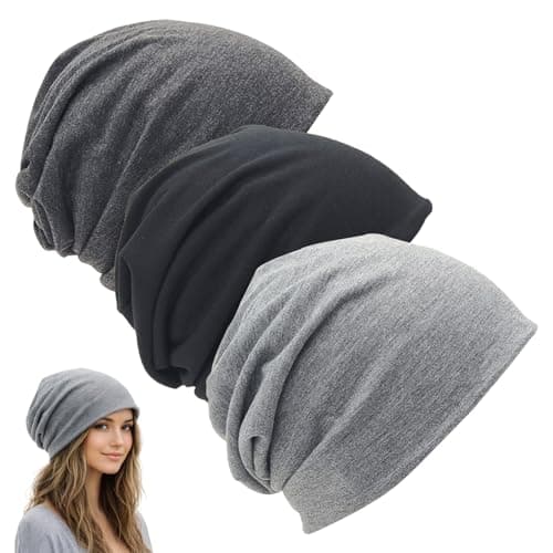Image of niusility 3PCS Slouch Beanie Hat Men, Black Beanie Hats for Women, Winter Hats for Men and Women, Windproof Knit Soft Lightweight Slouchy Beanies Hat, Unisex Baggy Skull Caps for Workout
