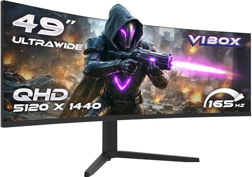 Image of Vibox 49 Inch 165Hz Ultrawide Curved Gaming Monitor - DQHD Resolution, 1ms, Adaptive Sync, HDMI & DisplayPort