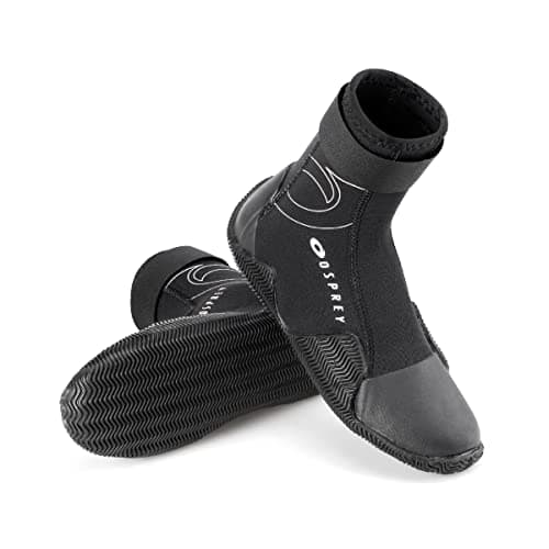 Image of Osprey Kids Wetsuit Boots | 3mm Neoprene Boot for Watersports with Reinforced Toe and Heel, Multiple Sizes, Black