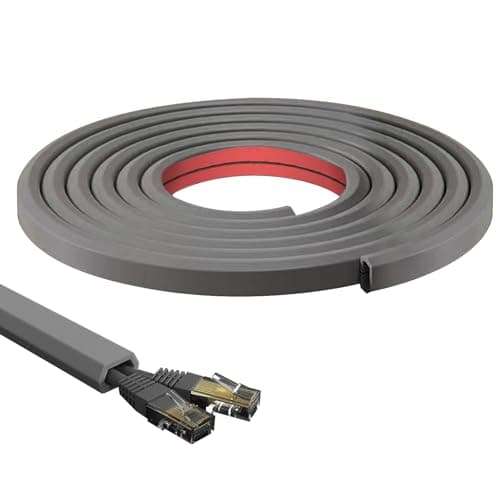 Image of Trunking for Electric Cables, PVC Cable Trunking, 15x10mm Flexible Self-Adhesive Cable Cover,Mini Cable Duct for Wires on Wall Floor (Gray polygon, 3M)