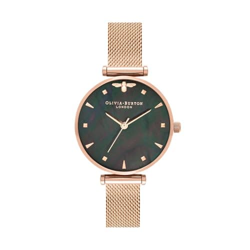 Image of Olivia Burton Analogue Quartz Watch for Women Queen BEE Collection with Rose Gold Colored Stainless Steel Mesh Bracelet - OB16AM145