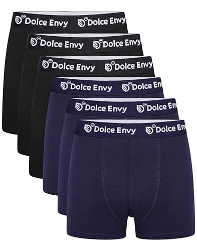 Image of DOLCE ENVY Men's Boxer Same Waist Band Comfort Soft Underwear Shorts Soft Knit Moisture-Wicking (UK, Alpha, L, Regular, Regular, 3 BLACK, 3 NAVY)