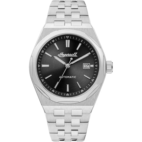 Image of Ingersoll The Rider Mens 51mm Automatic Watch with Black Dial and Silver Stainless Steel Bracelet I16801