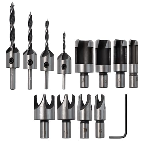 Image of Pilikoll 8 Pcs Woodworking Drill Bit Set with 4Pcs Three Point Countersink Chamfer Drill Bits Set Carbon Steel Claw & Tapered Shank Drill Bits Set for Woodworking Tool(6mm 10mm 13mm 16mm)