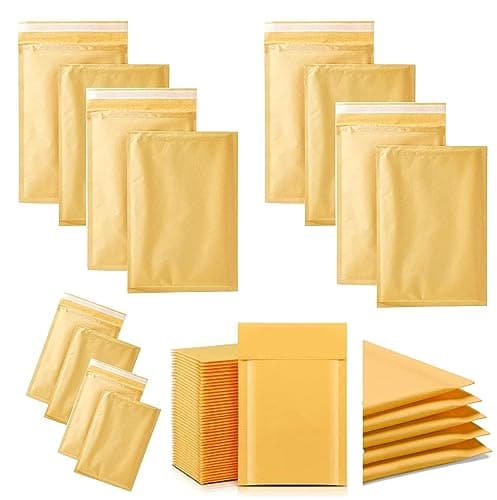 Image of 50 X Padded Envelopes Bubble Mailers Gold Colour H5 Padded Bubble Envelopes for Packaging Postage Peel & Seal Shipping Bag Mailers Postal (270 X 360 MM (H/5), Gold/Yellow)