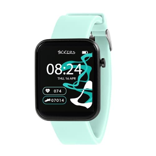 Image of Tikkers Kids Series 13 Smart Watch with Fitness Tracker, Alarm Clock, Camera, GPS Connection, Heart Rate Monitor, Step Counter, Touch Screen, Blue Silicone Strap
