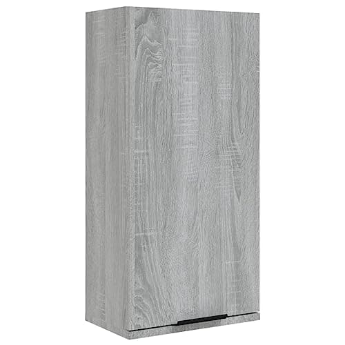 Image of vidaXL Wall-mounted Bathroom Cabinet – Grey Sonoma - Engineered Wood - Sleek and Stylish Design - Ample Storage Space - 32x20x67 cm