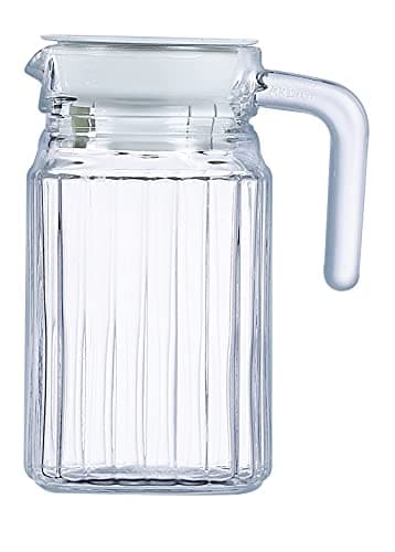 Image of Luminarc ARC International Quadro Jug with White Lid Pitchers, 16 3/4-Ounce