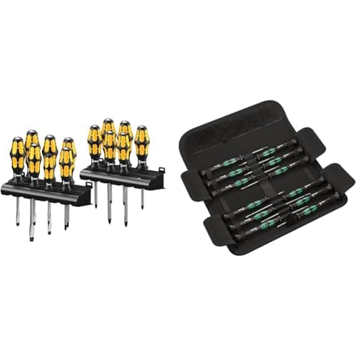 Image of Wera 05133285001 Screwdriver Set Kraftform Big Pack 900, Silver, 13 Pieces & 73675 Kraftform Micro Precision Screwdriver Set, 12 Pieces