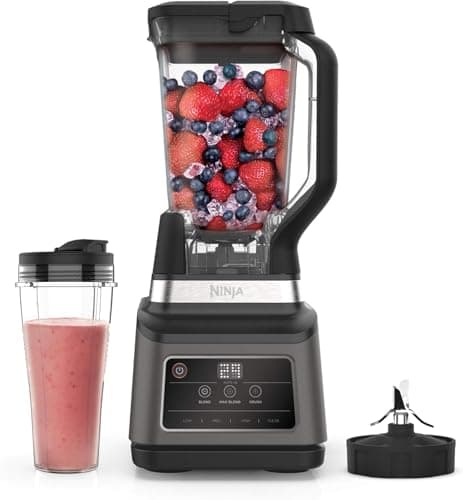 Image of Ninja 2-in-1 Blender with 3 Automatic Programs Blend, Max Blend, Crush, and 4 Manual Settings, 2.1L Jug & 700ml Cup, 1200W, Dishwasher Safe Parts, Auto-iQ, Black BN750UK