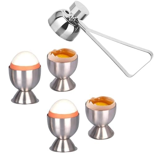 Image of 5-Piece Set Egg Cups, Egg Cup, Egg Cups 4, Breakfast Tray Egg Cup Holder, Egg Cup Holder for Raw Or Hard and Soft Boiled, Egg Cup for Soft Boiled Eg (4 Pcs & 1 Egg Opener)