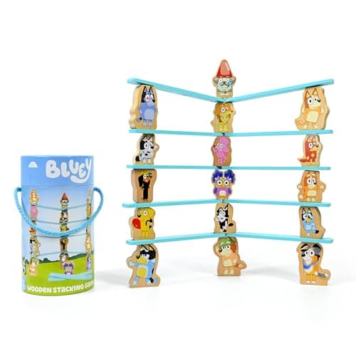 Image of Bluey - Wooden Stacking Game for Kids Age 3+ - Balancing Toy with 16 Characters & 10 Sticks - FSC Certified Wood - Helps Develop Motor Skills - Family Game in Compact Storage Tub