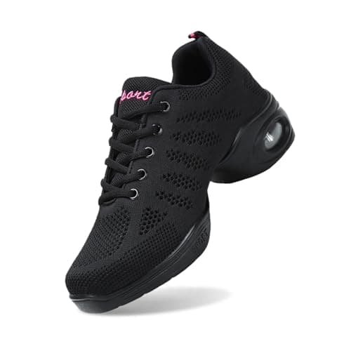 Image of Generisch Sneaker Women's Sports Jazz Shoes for Women Athletic Sports Dance Dance Training Shoes with Laces Air Cushion Fitness Trainers for Women, black, 8.5 UK