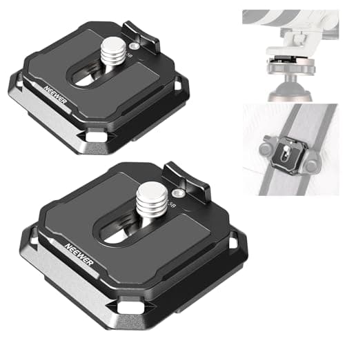 Image of NEEWER 38mm Square Quick Release Plate 2 Pack, Anti Off Arca Type QR Camera Mount Plate Compatible with Peak Design Capture V3 Camera Clip Shoulder Strap Tripod Head, 17.6lb/8kg Max Load, QPR-5