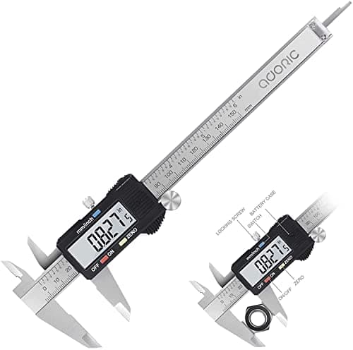 Image of Adoric Vernier Digital Caliper, Electronic Digital Caliper Stainless Steel Body with Large LCD Screen | 0-6 Inches | Inch/Millimeter Conversion