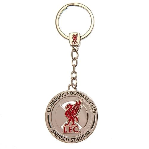 Image of Liverpool FC Liver Bird Spinner Keyring, Silver/Red, One size