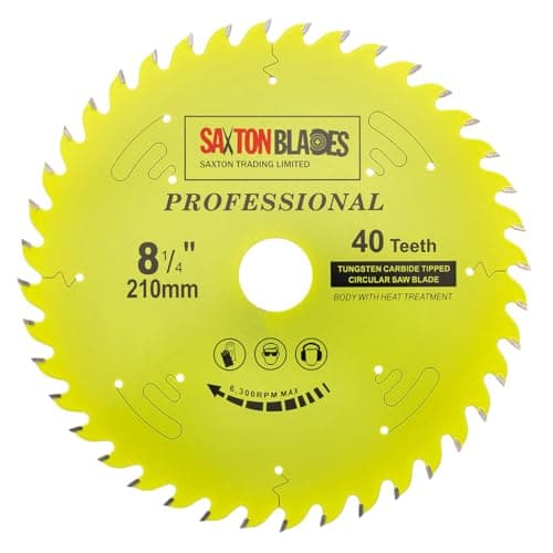 Image of TCT21040TPRO Saxton Professional Range TCT Circular Saw Blade 210mm x 40T x 30mm Bore, 16, 20, 25mm, 25.4mm Reduction Rings Compatible with Evolution Festool Bosch Makita Dewalt