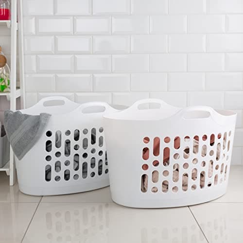 Image of 2 x Wham 50L Plastic Flexi Basket Ice White