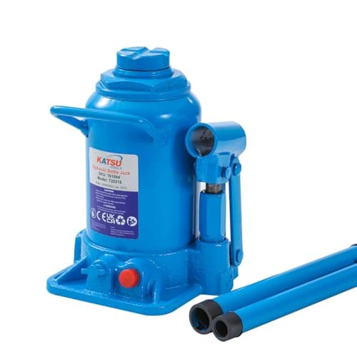 Image of KATSU Tools Low Profile Stubby Hydraulic Bottle Jack 16 Ton Heavy Duty Lifting Jack for Auto Repair Vehicle Maintenance 161094