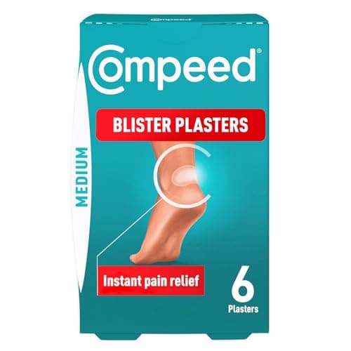 Image of Compeed 6 Medium Size Blister Plasters for Feet (Individually Wrapped Plasters) - Hydrocolloid Plaster Technology for Faster Healing - Waterproof Deep Cushioned Plasters for Comfort