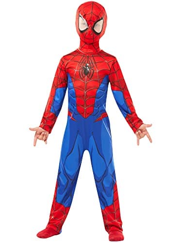 Image of Rubies 640840l Spiderman Marvel Spider-Man Classic Child Costume, Boys, L (7-8 Years/128 cms) Halloween