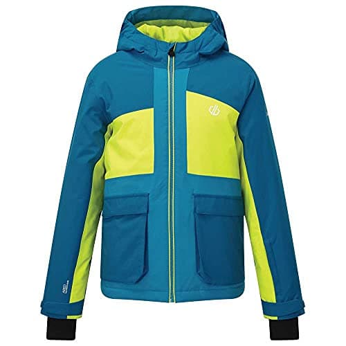 Image of Dare 2b Esteem Waterproof Breathable Adjustable Cuffs Reflective Detail Jacket Jackets - Petrolblue/Lime, 13 Years