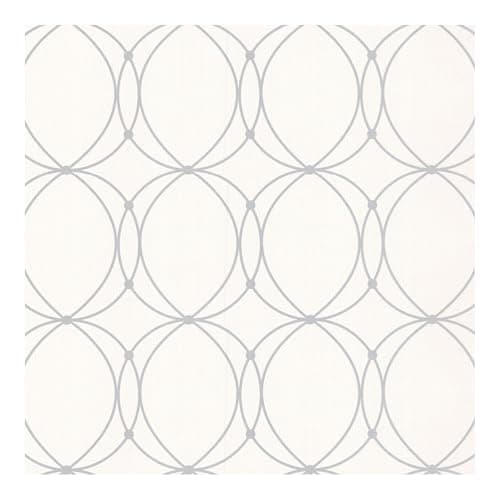Image of Boutique Darcy Circular Print White/Silver Wallpaper