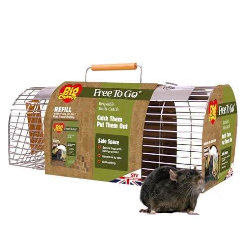 Image of The Big Cheese Ready-Baited Multi-Catch Rat Cage Trap Poison-Free Welfare Friendly British Grain Safe Around Children and Pets Monitor Infestations Self-Setting