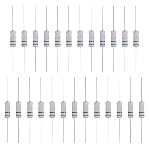 Image of sourcing map 25 Pcs 5.1K Ohm Resistor, 3 Watts 5% Tolerance Metal Oxide Film Resistor Axial Lead, Flame Proof for DIY Electronic Projects Circuits Experiments
