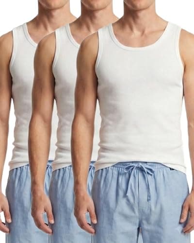 Image of DANISH ENDURANCE Mens Vests, 100% Organic Cotton Rib Knit Tank Top Men for Everyday & Work, Mens Vests 3 Pack White M