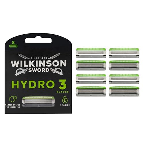 Image of Wilkinson Sword Hydro 3 Men’s Razor Refills, Great Addition to Wash Bags for Men's Grooming, Great Shavers for Routine Shaving, 8 Refill Razor Blades Pack