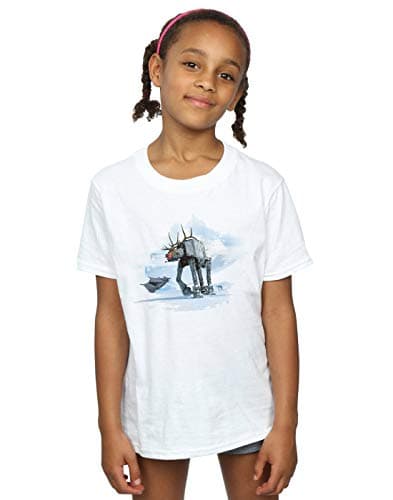 Image of Star Wars Girls Christmas AT-AT Reindeer T-Shirt White 9-11 Years