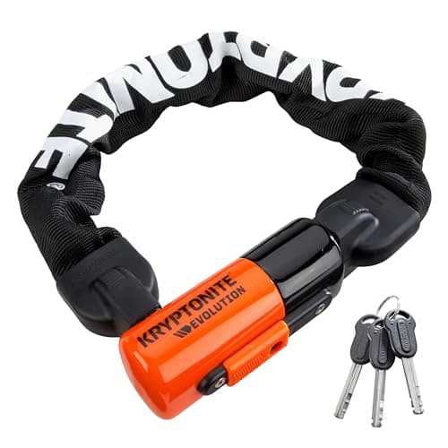 Image of Kryptonite Evolution 1055 Mini Bike Chain Lock, 1.8 Feet Long 10mm Steel Chain Heavy Duty Anti-Theft Sold Secure Gold Bicycle Chain Lock with Keys for E-Bike, Motorcycle, Scooter, Bicycle, Fence